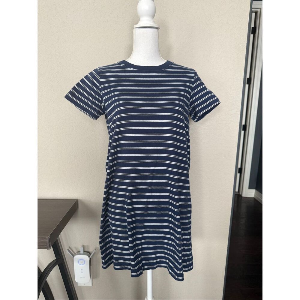 Madewell Navy and White Mini T Shirt Dress Small
